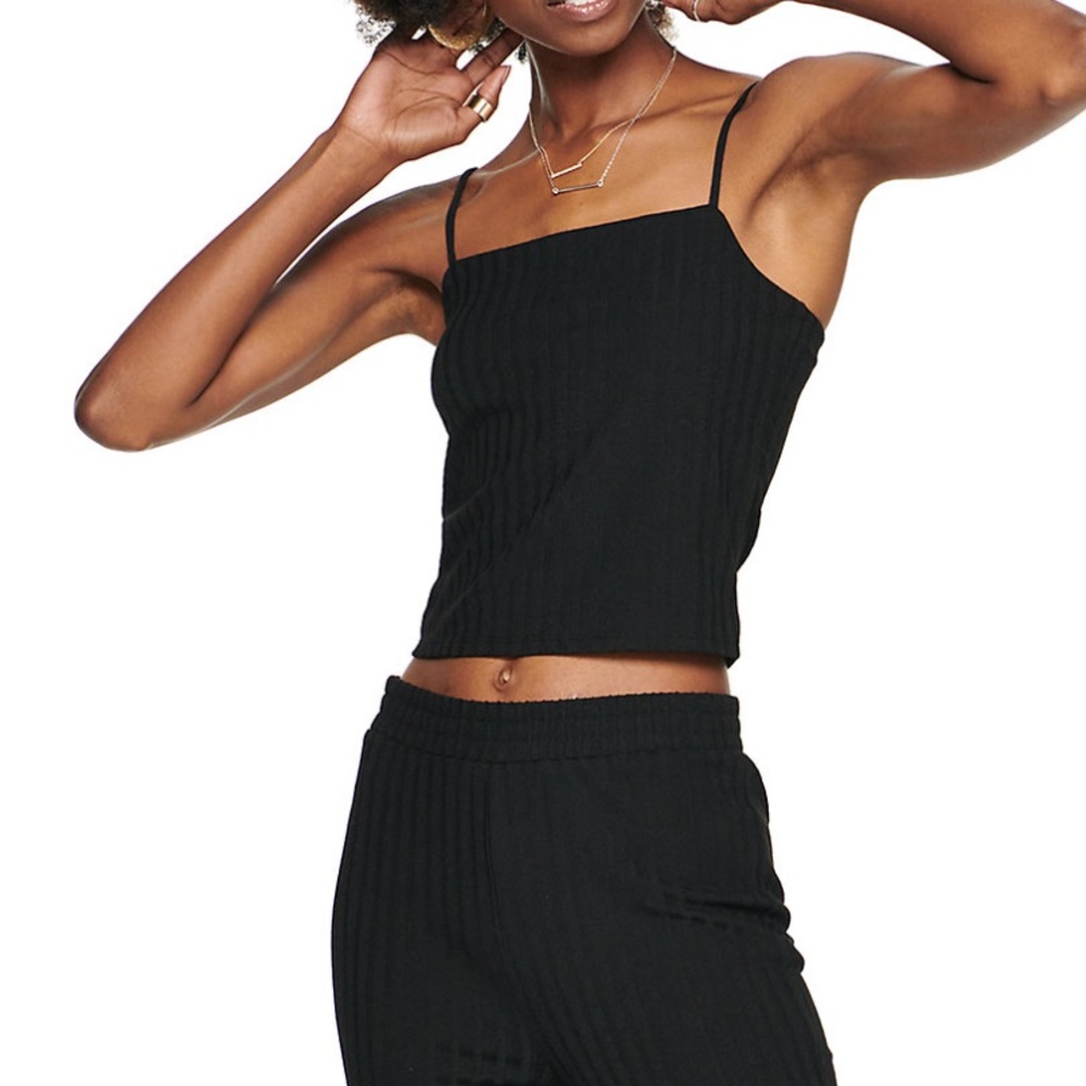 NWT So Juniors Ribbed Knit Cropped Cami Black SZ XS